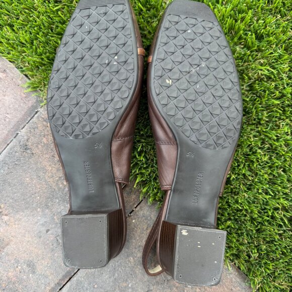 Ara Brown Leather Slingback Comfort Heels Cushioned Footbed Size 8 - Picture 2 of 8